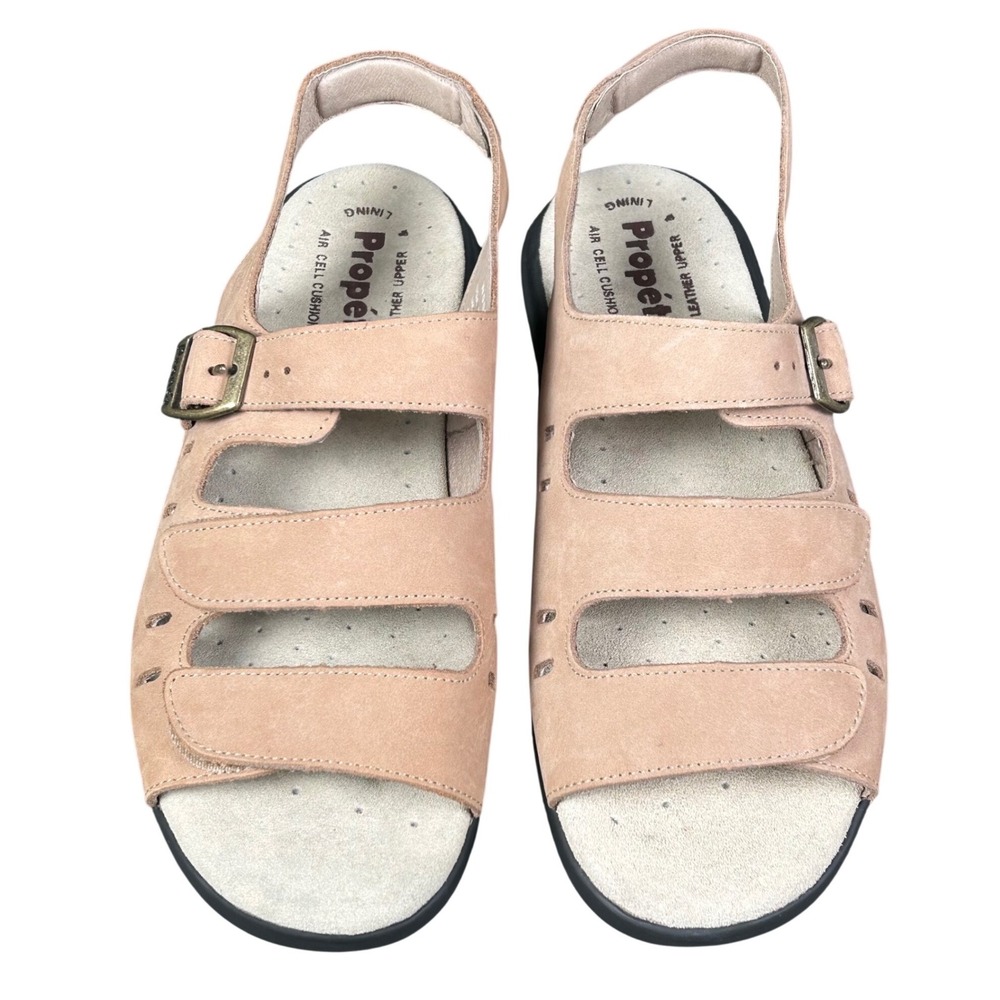 Propet Breeze Womens 7.5 M Tan Leather Air Cushion Comfort Orthopedic Sandals